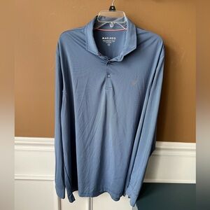 Maelreg Men's Blue Striped Long Sleeve Performance Polo Shirt Size 2XL Golf